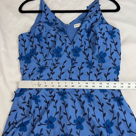 Dress the Population Blue Floral Appliqué Juniper Crepe Unique Dress Sz M Woman - Picture 8 of 12